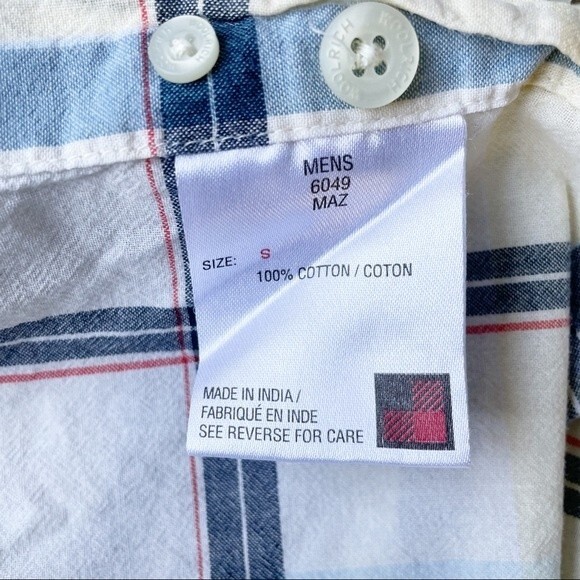 Woolrich Shirt Men's Size Small Yellow Plaid Short Sleeve Button Front Casual - Picture 7 of 9